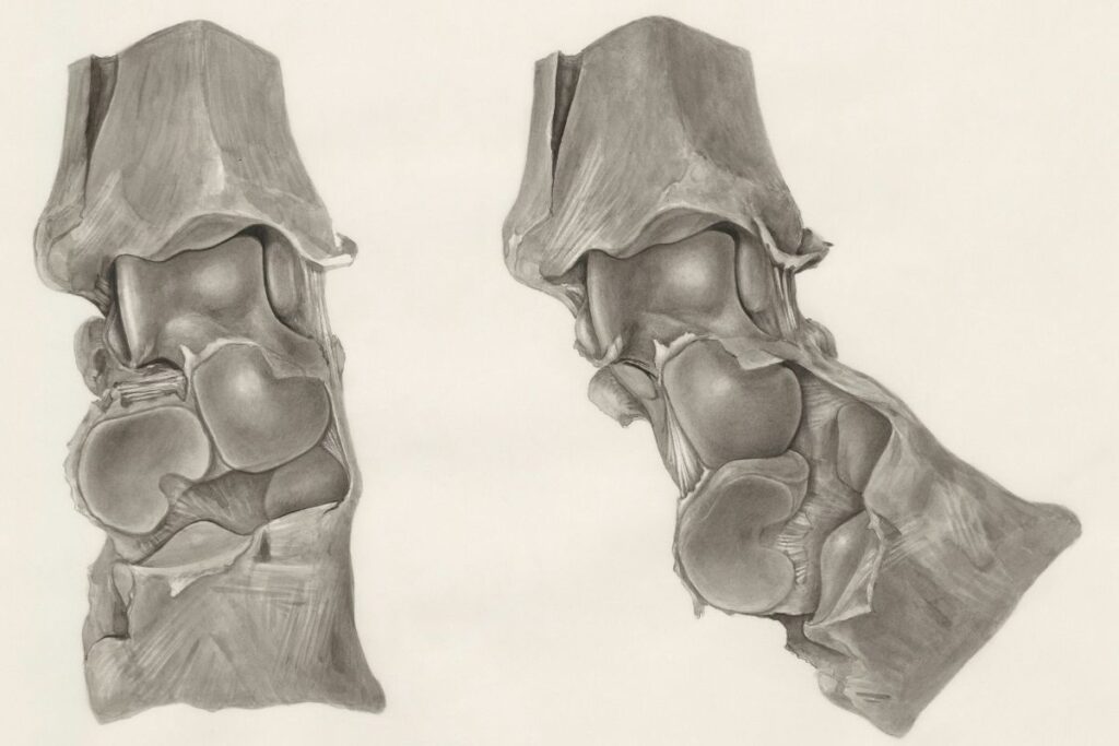 Illustration showing a healthy joint compared to an inflamed joint affected by chronic inflammation