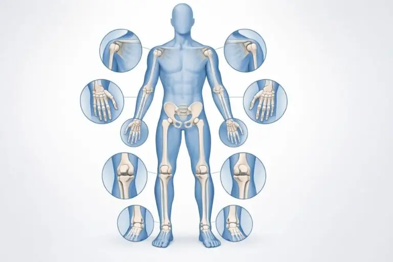 illustration showing common joint conditions affecting knees hips hands and shoulders
