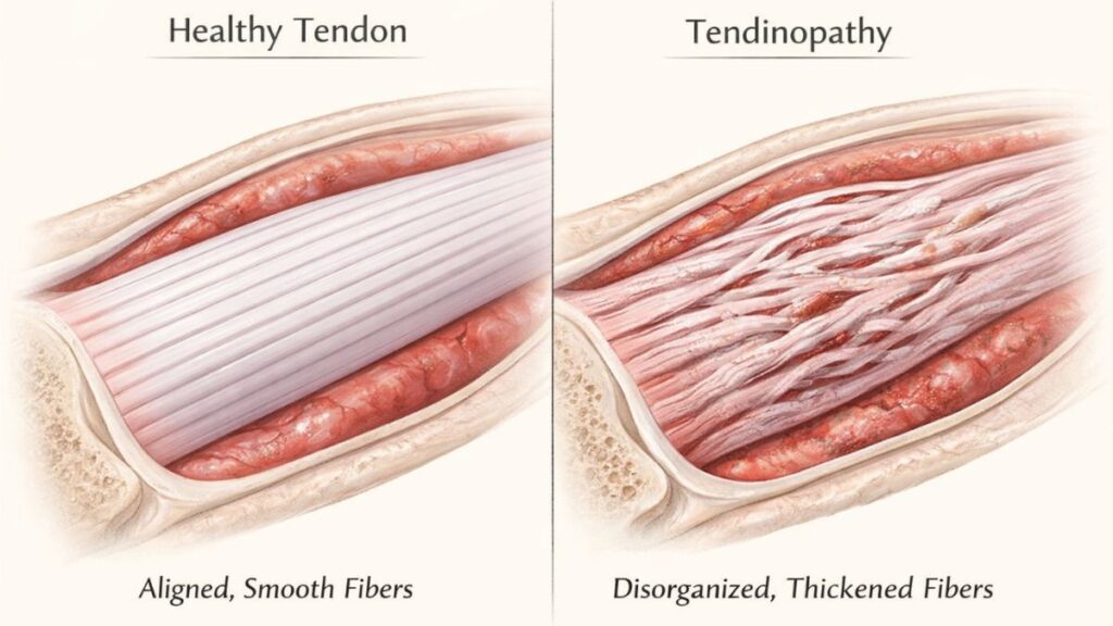 tendon degeneration and inflammation comparison showing tendinopathy